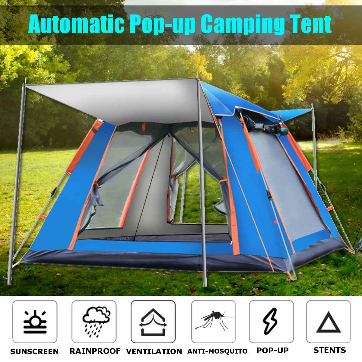 Cheap Goat Tents 3 4 Person Fully Automatic Double Layer Waterproof Hiking Camping Tent Easy Setup Pop Up Self Outdoor Large Family Gazebo Tent Tents